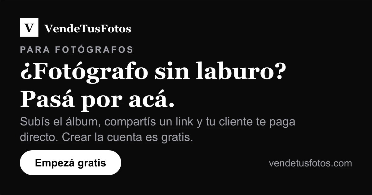 Crear la cuenta es gratis. Recién pagás cuando publicás un álbum.