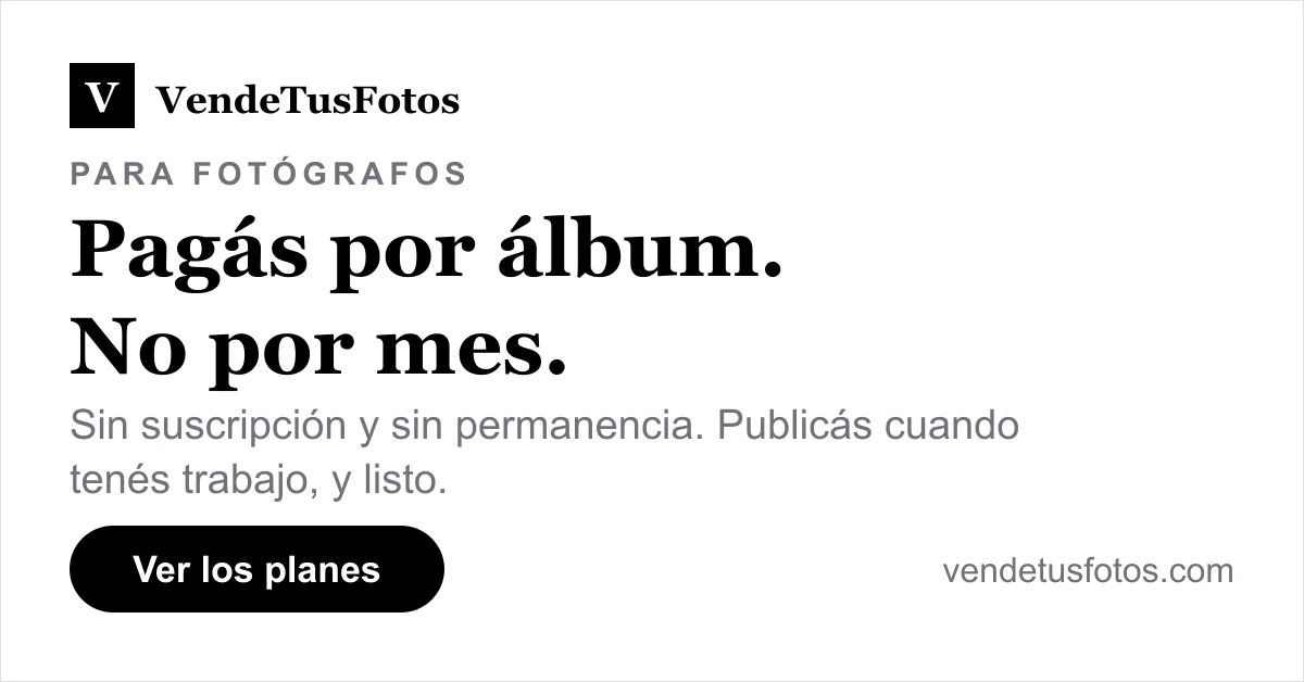 Sin suscripción mensual: pagás solo el álbum que publicás.